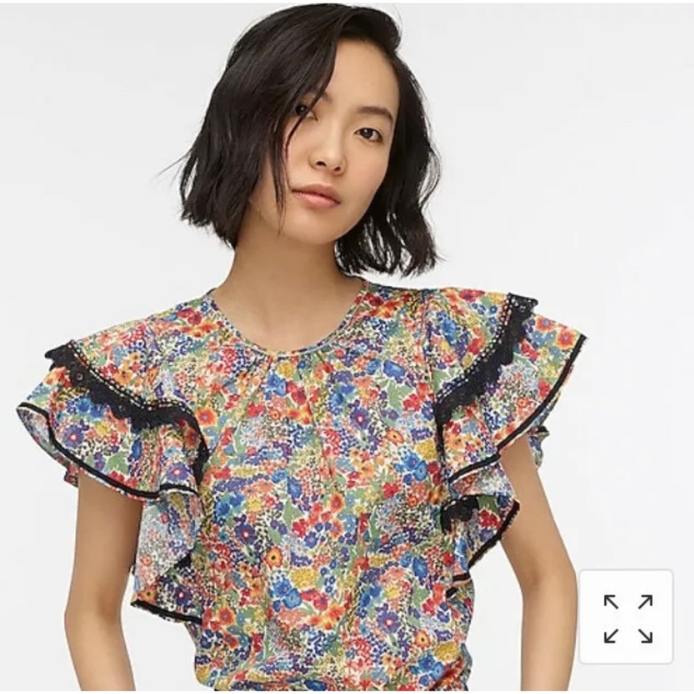 NWT J. Crew Flutter-sleeve top in Liberty® Margaret Annie floral print - Small